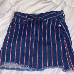 Red white and blue AE striped denim skirt